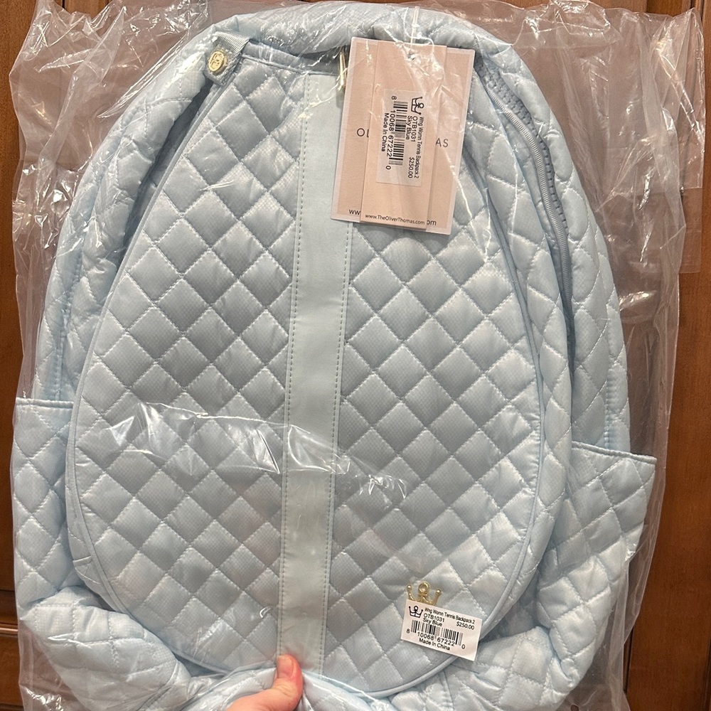 Oliver Thomas Quilted sky Blue tennis Backpack